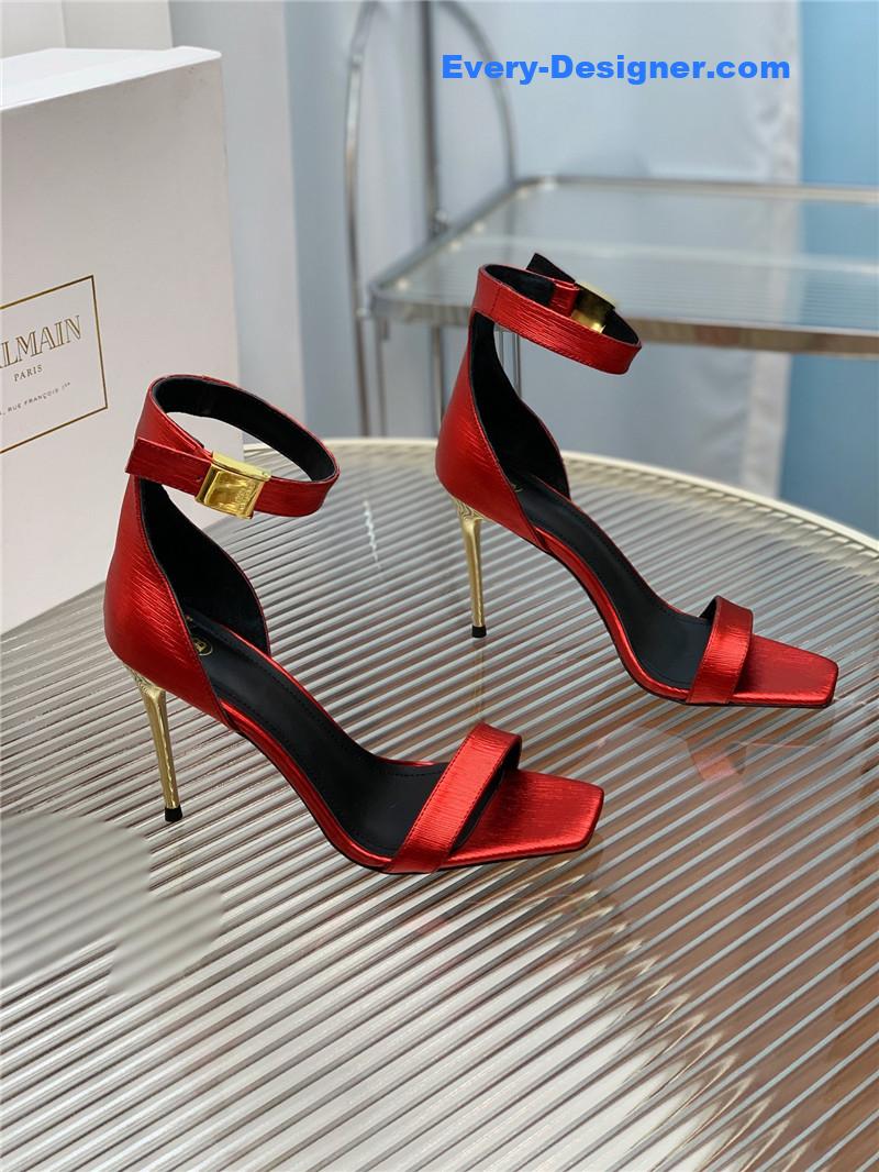 Balmain Metal Buckle Strap Heeled Sandals