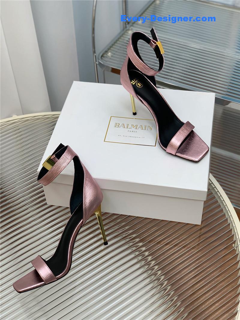 Balmain Metal Buckle Strap Heeled Sandals