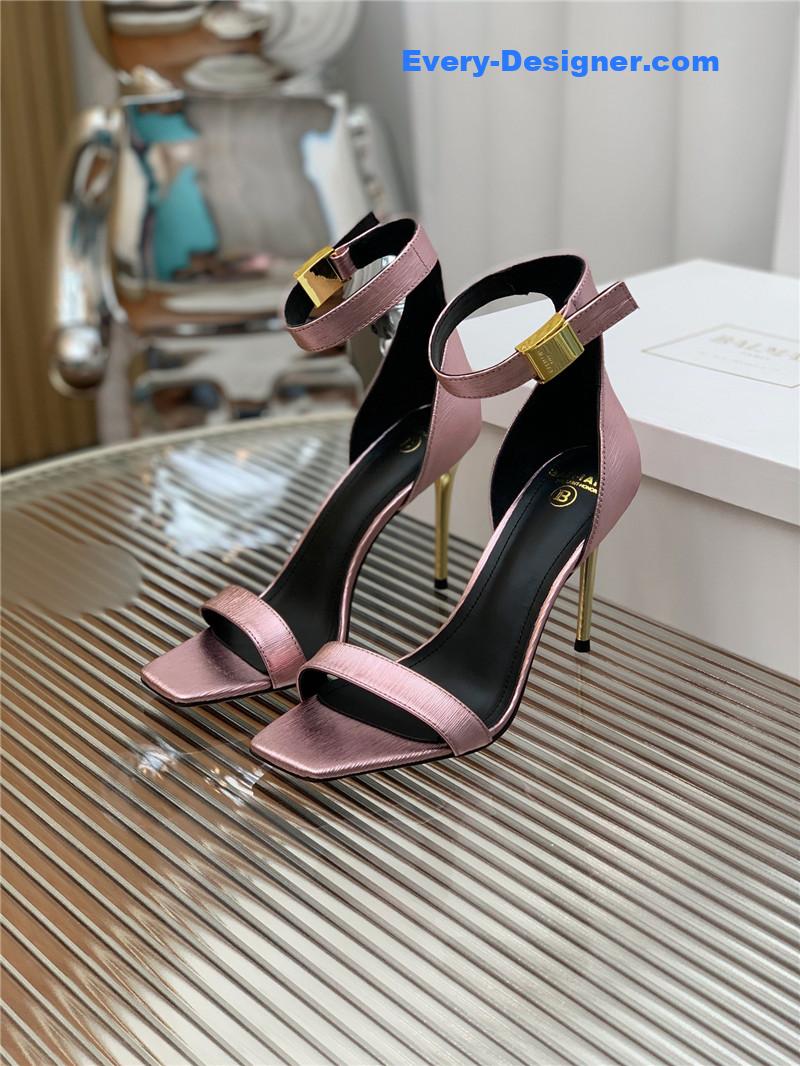 Balmain Metal Buckle Strap Heeled Sandals