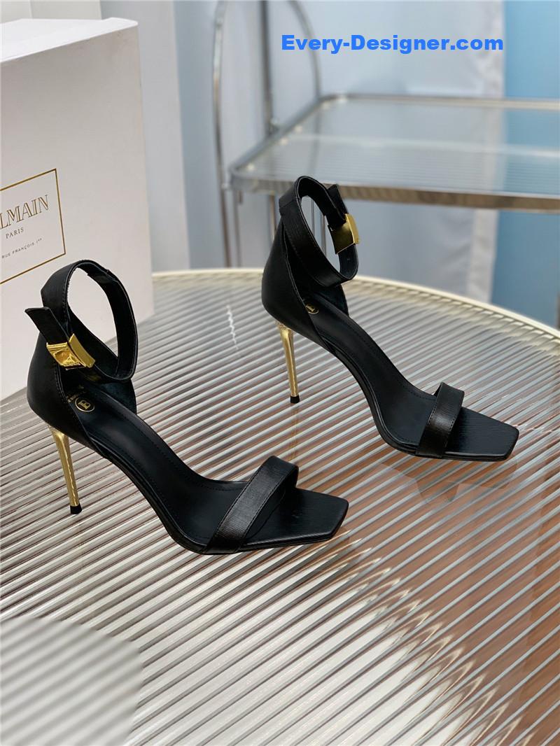 Balmain Metal Buckle Strap Heeled Sandals