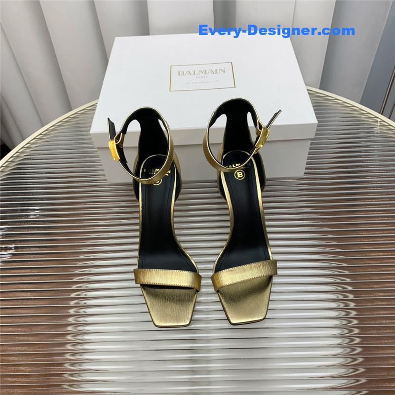 Balmain Metal Buckle Strap Heeled Sandals