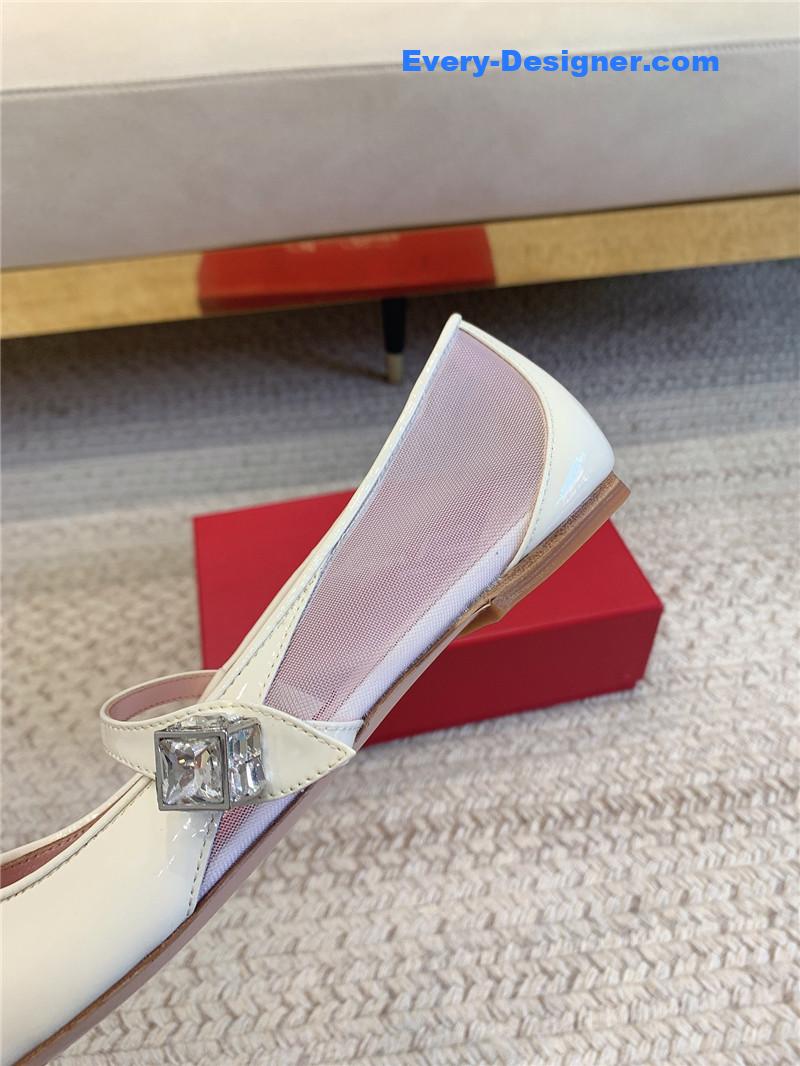 Roger vivier new pointed toe flat Mary Jane shoes