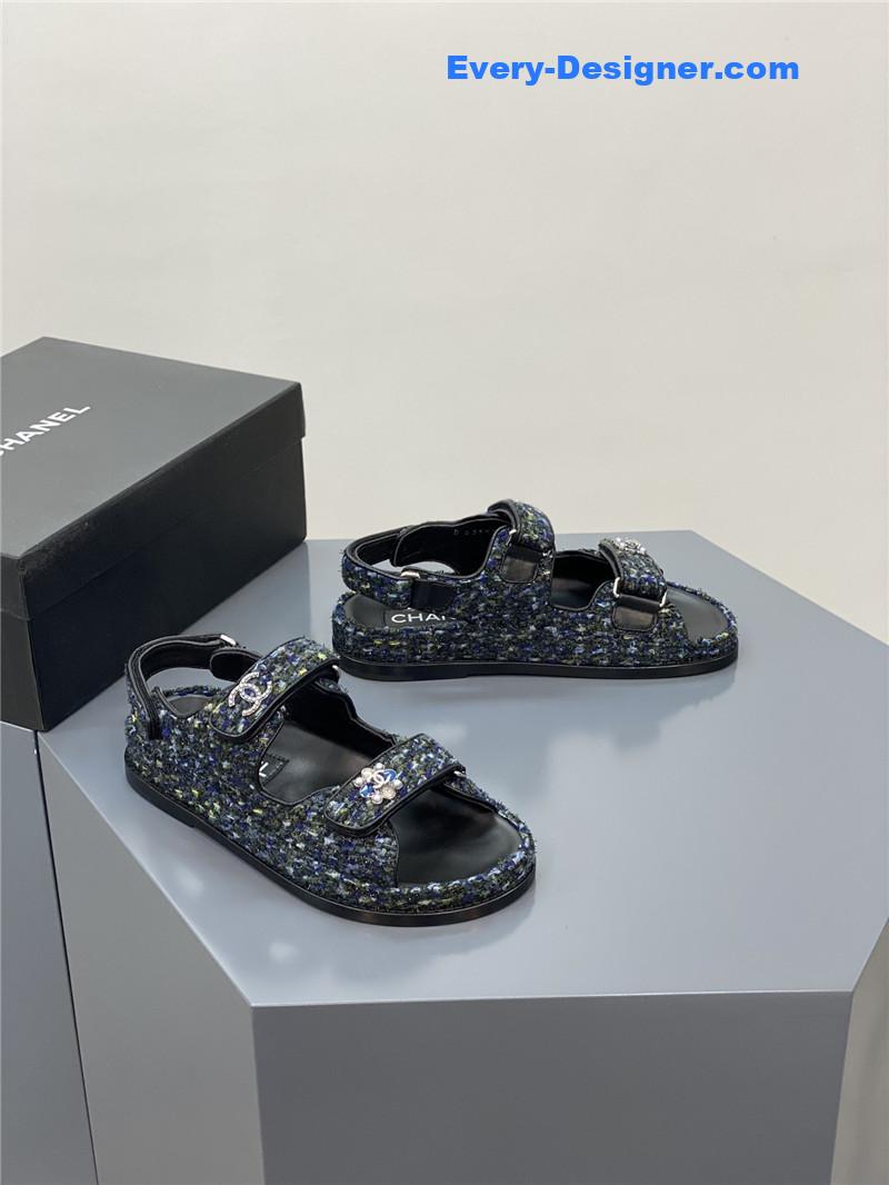 CC classic pearl buckle velcro gold coin sandals