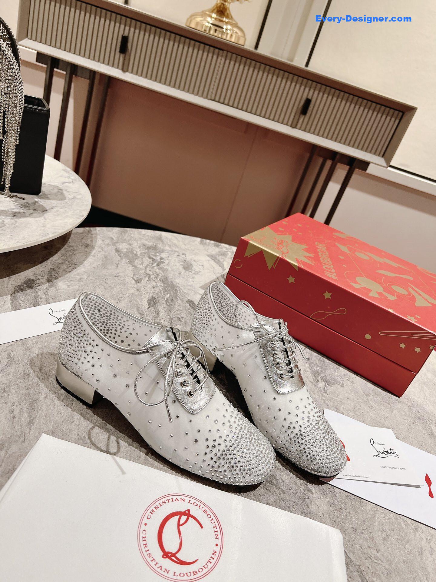 Chr1st1an louboutin mesh leather shoes