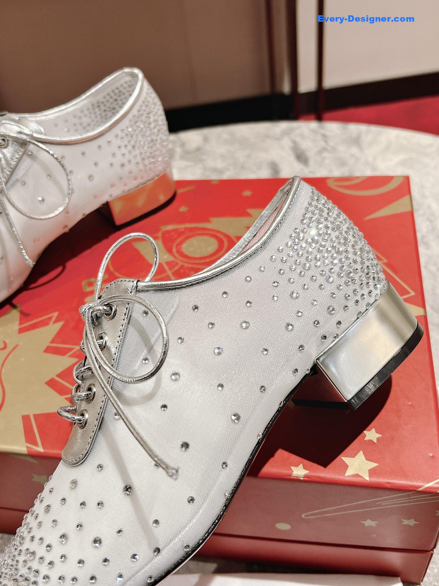 Chr1st1an louboutin mesh leather shoes