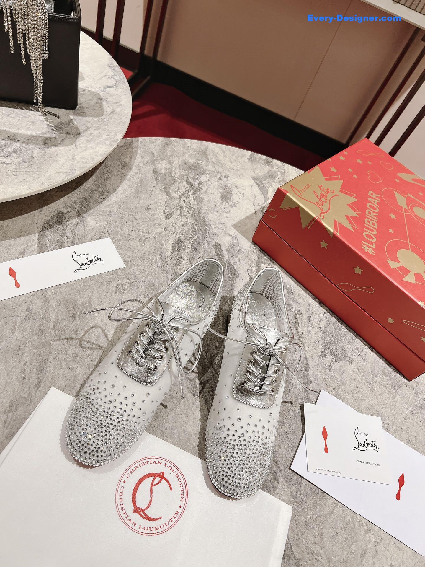 Chr1st1an louboutin mesh leather shoes