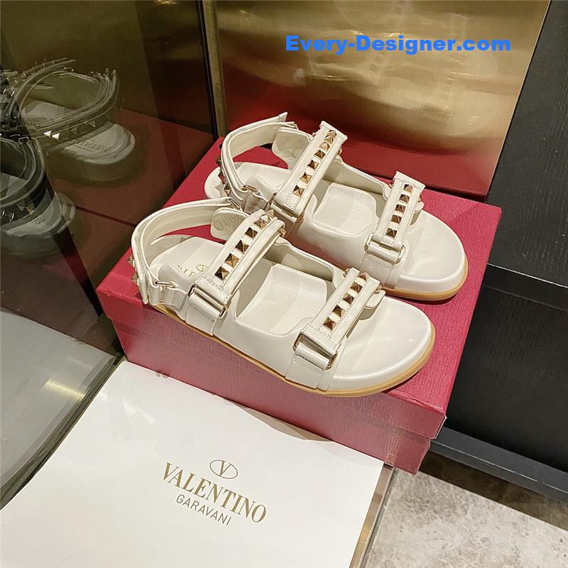 Va1e*ntin0 beach stud sandals in leather with velcro
