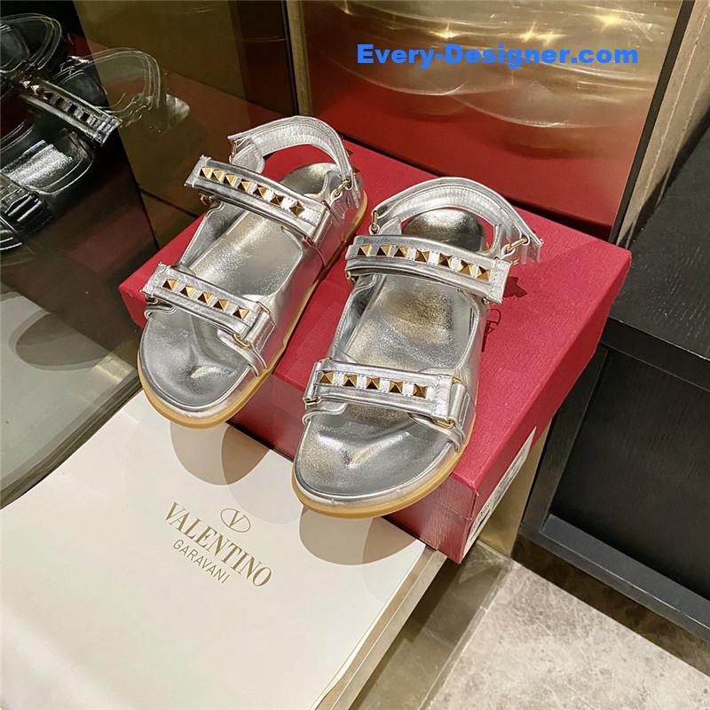 Va1e*ntin0 beach stud sandals in leather with velcro