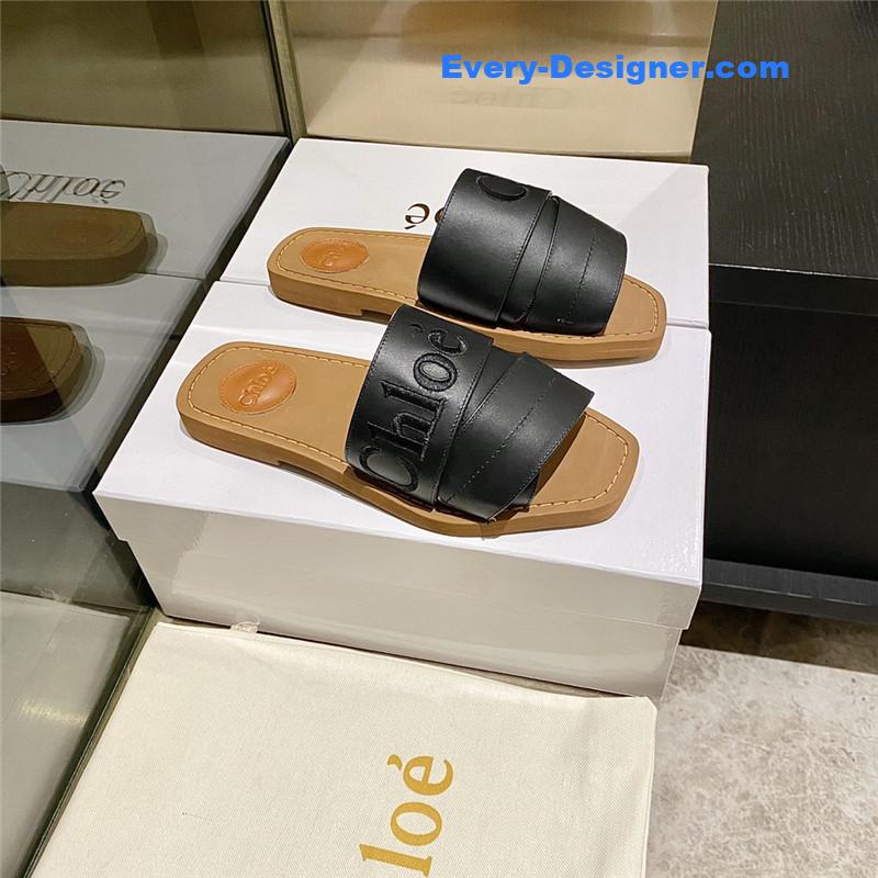 Chloe Crossover Leather Roman Slippers