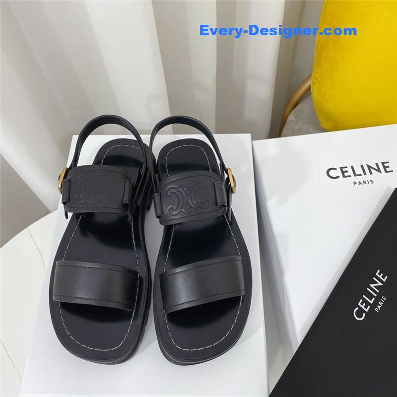Ce1i*e clea triomphe black leather sandal