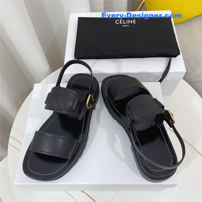 Ce1i*e clea triomphe black leather sandal