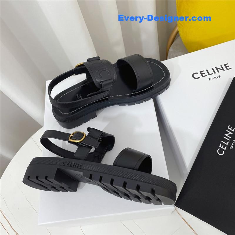 Ce1i*e clea triomphe black leather sandal