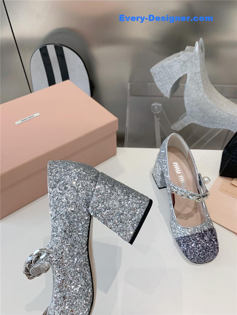 M1um1u new stiletto with thick heel mary jane