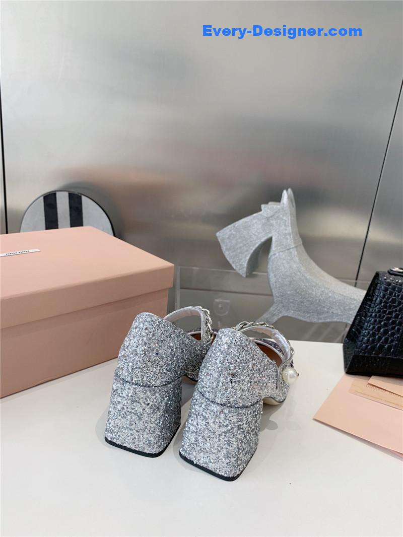 M1um1u new stiletto with thick heel mary jane