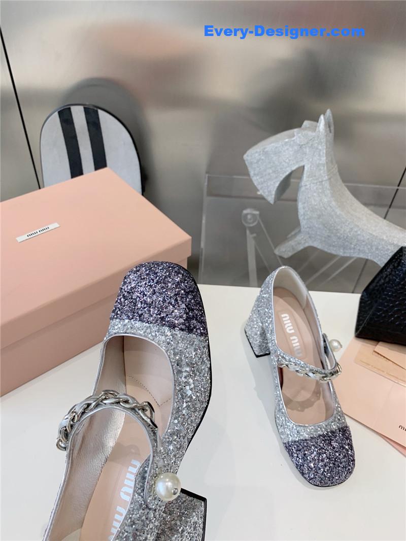 M1um1u new stiletto with thick heel mary jane