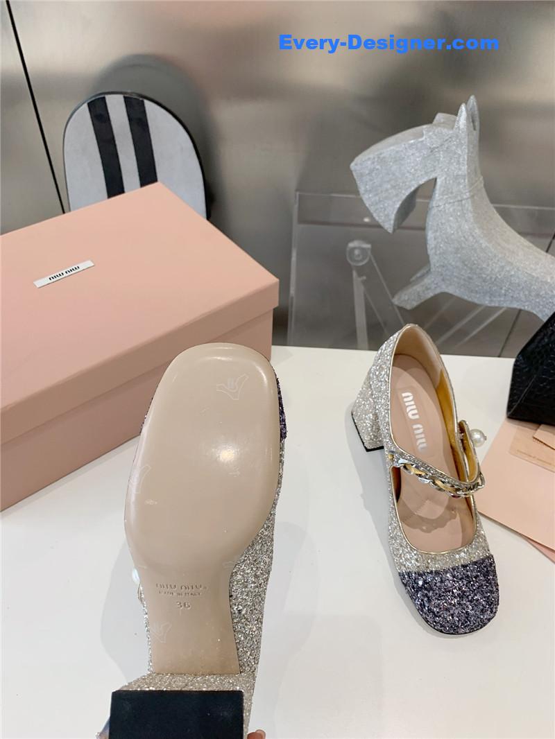 M1um1u new stiletto with thick heel mary jane