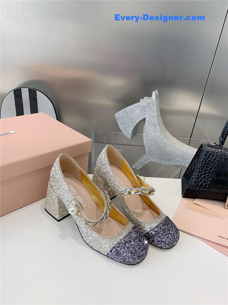 M1um1u new stiletto with thick heel mary jane