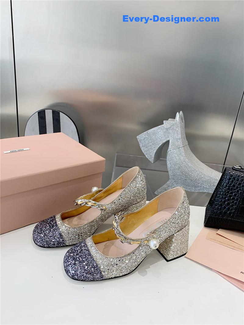 M1um1u new stiletto with thick heel mary jane