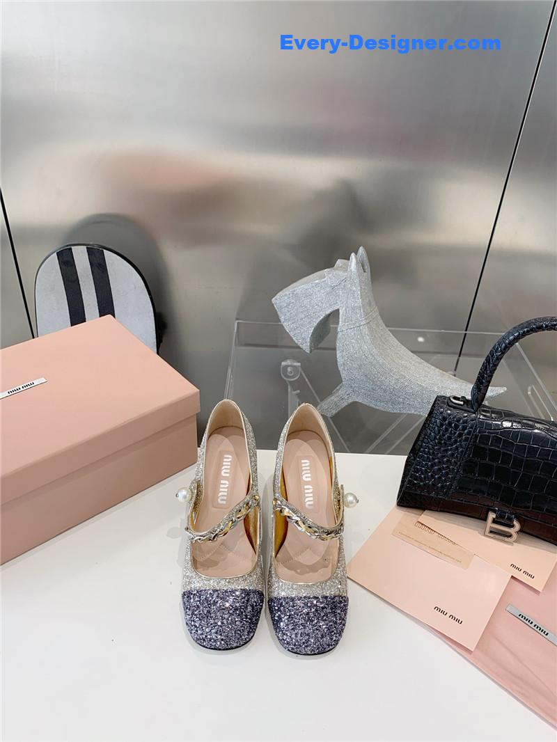 M1um1u new stiletto with thick heel mary jane