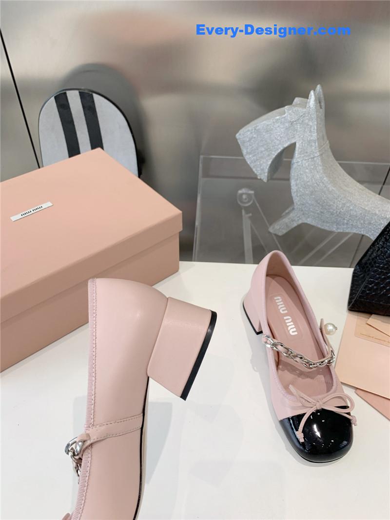 M1um1u new stiletto with thick heel mary jane