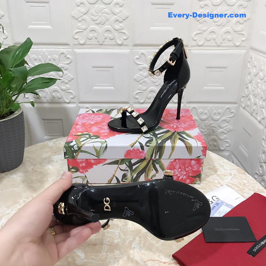 Dolce & Gabbana d&g hand-stitched glass back zip sandals