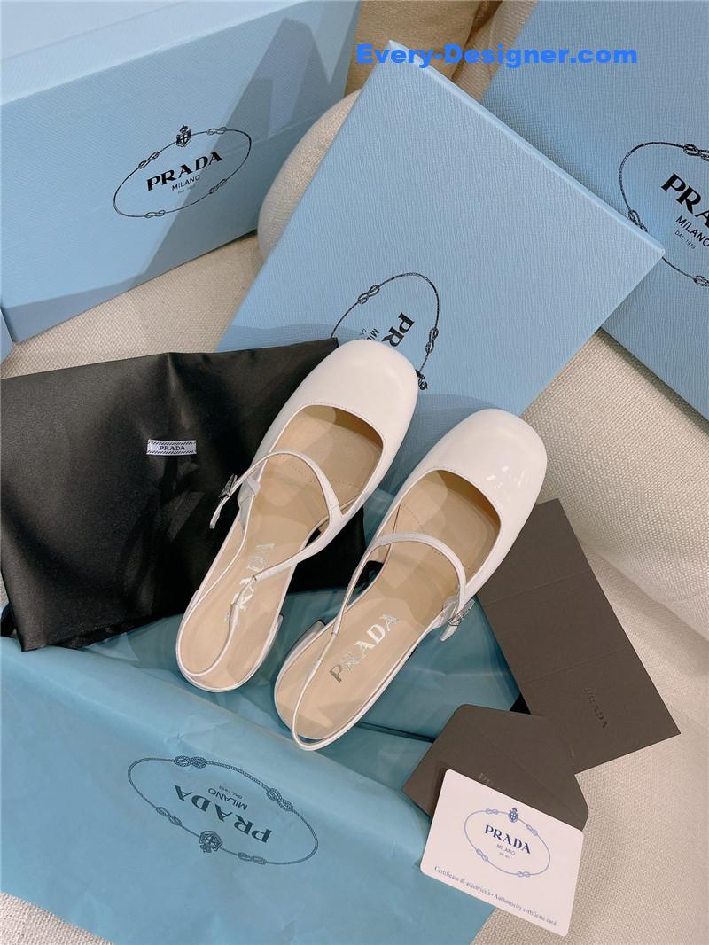 Pra*a patent leather back strap mary jane round toe sandals