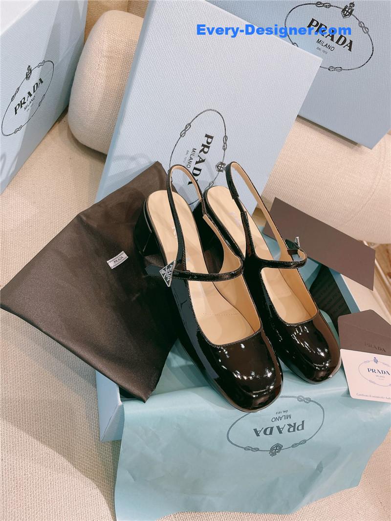 Pra*a patent leather back strap mary jane round toe sandals