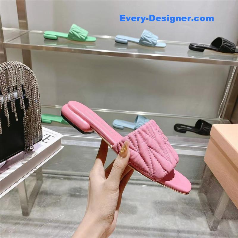 M1um1u flat lambskin sandal slippers