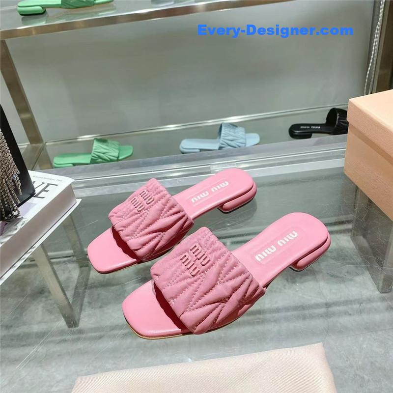 M1um1u flat lambskin sandal slippers