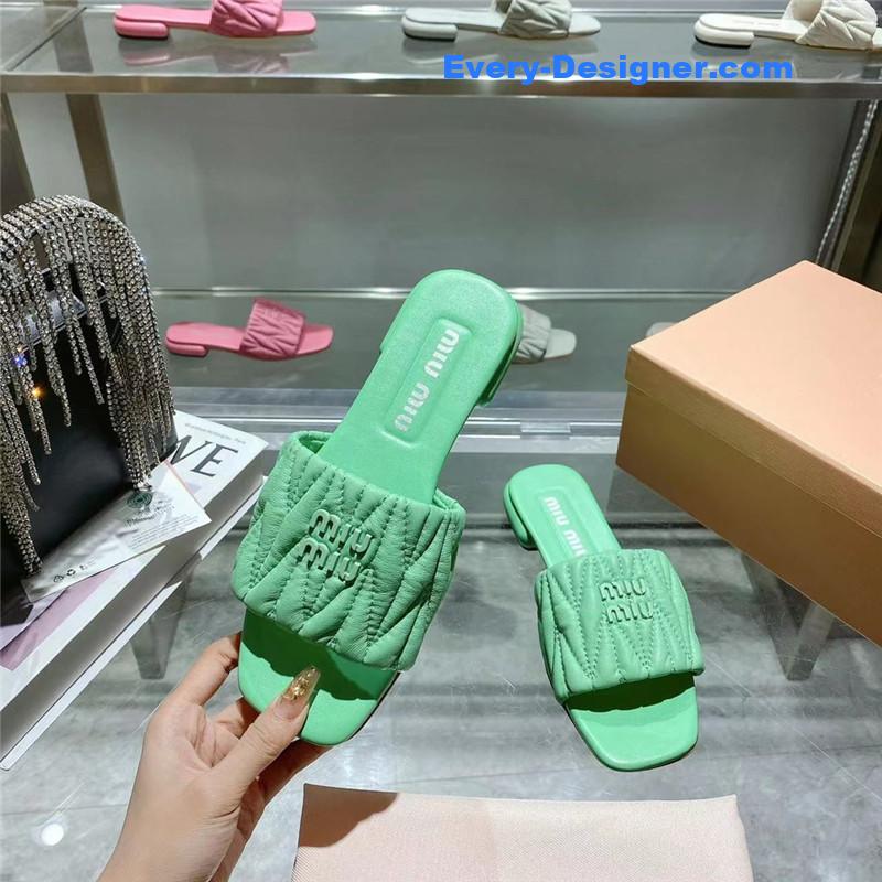 M1um1u flat lambskin sandal slippers