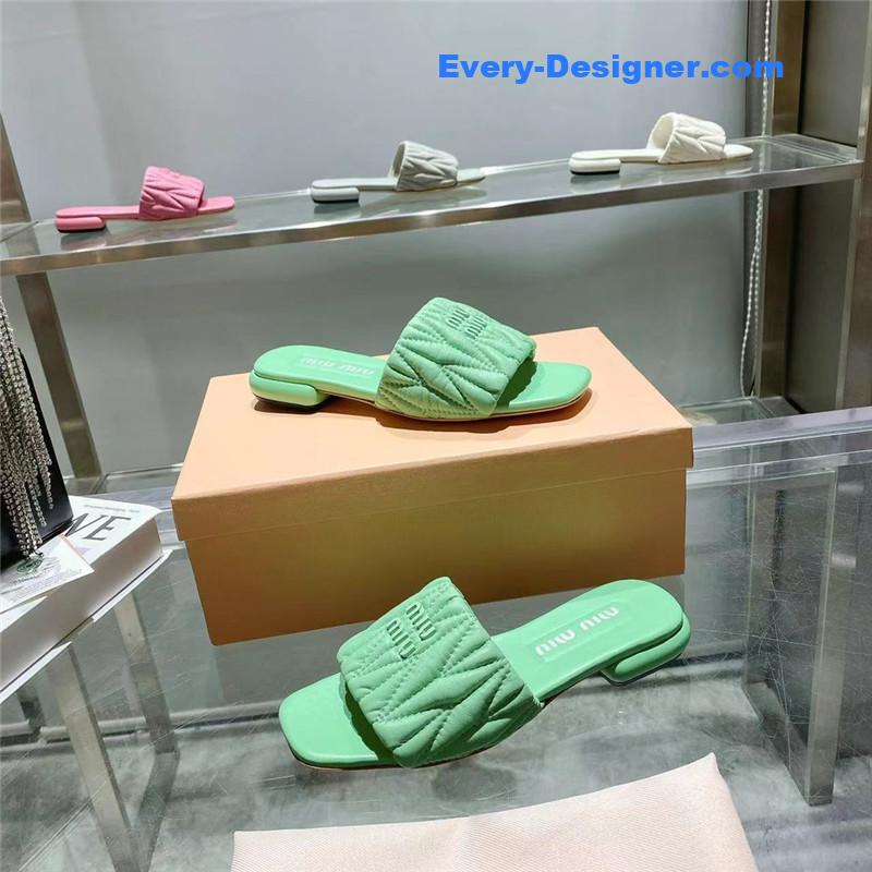 M1um1u flat lambskin sandal slippers