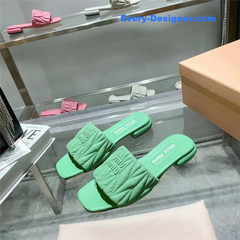 M1um1u flat lambskin sandal slippers