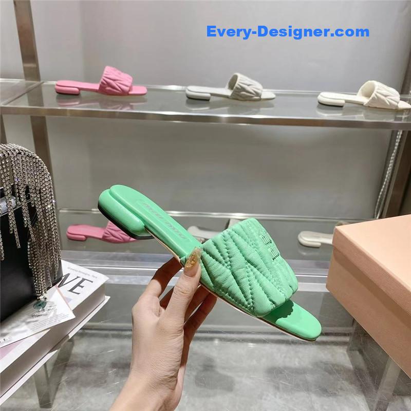 M1um1u flat lambskin sandal slippers