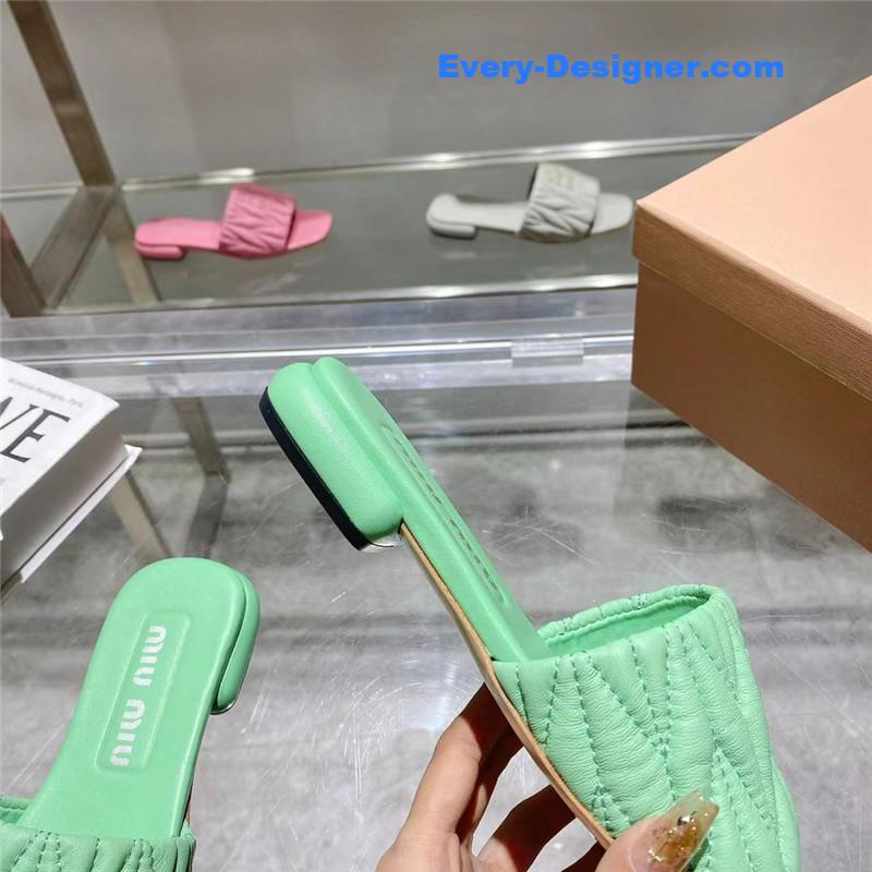 M1um1u flat lambskin sandal slippers