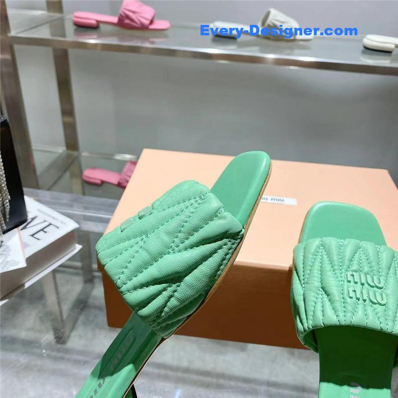 M1um1u flat lambskin sandal slippers