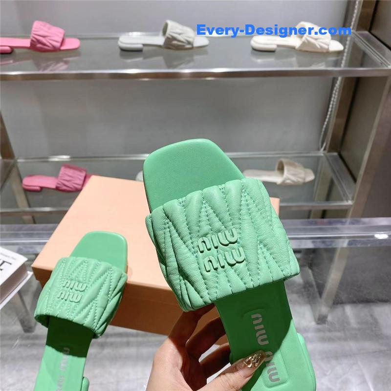 M1um1u flat lambskin sandal slippers