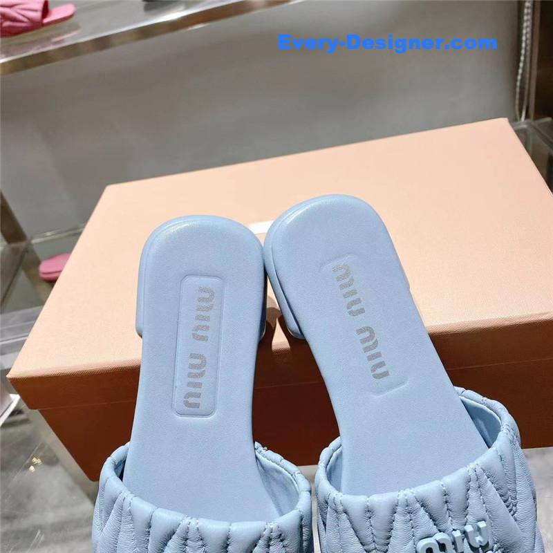 M1um1u flat lambskin sandal slippers