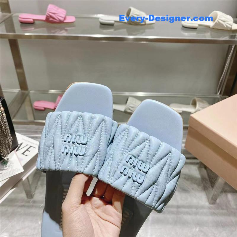 M1um1u flat lambskin sandal slippers