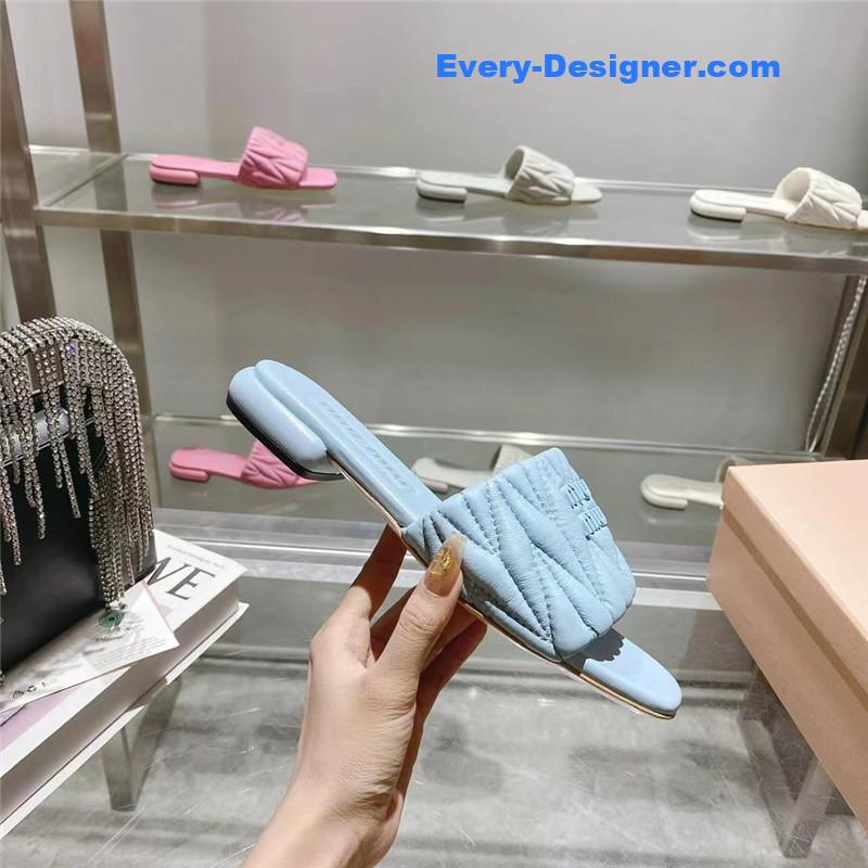 M1um1u flat lambskin sandal slippers