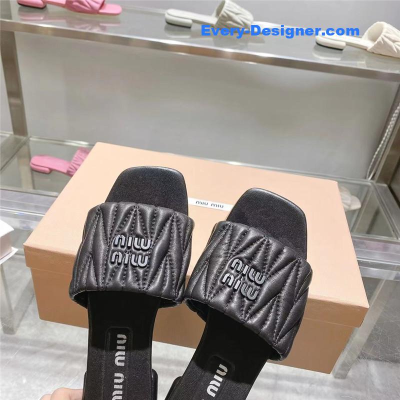 M1um1u flat lambskin sandal slippers