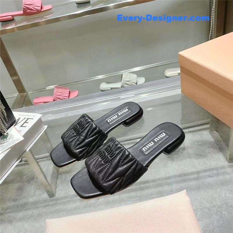 M1um1u flat lambskin sandal slippers