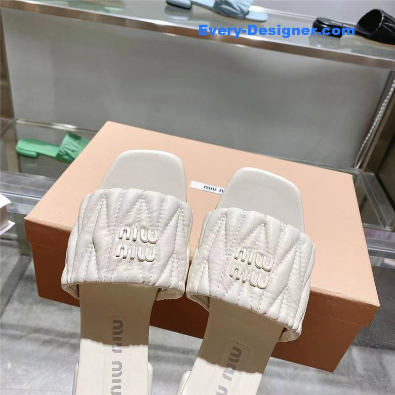 M1um1u flat lambskin sandal slippers