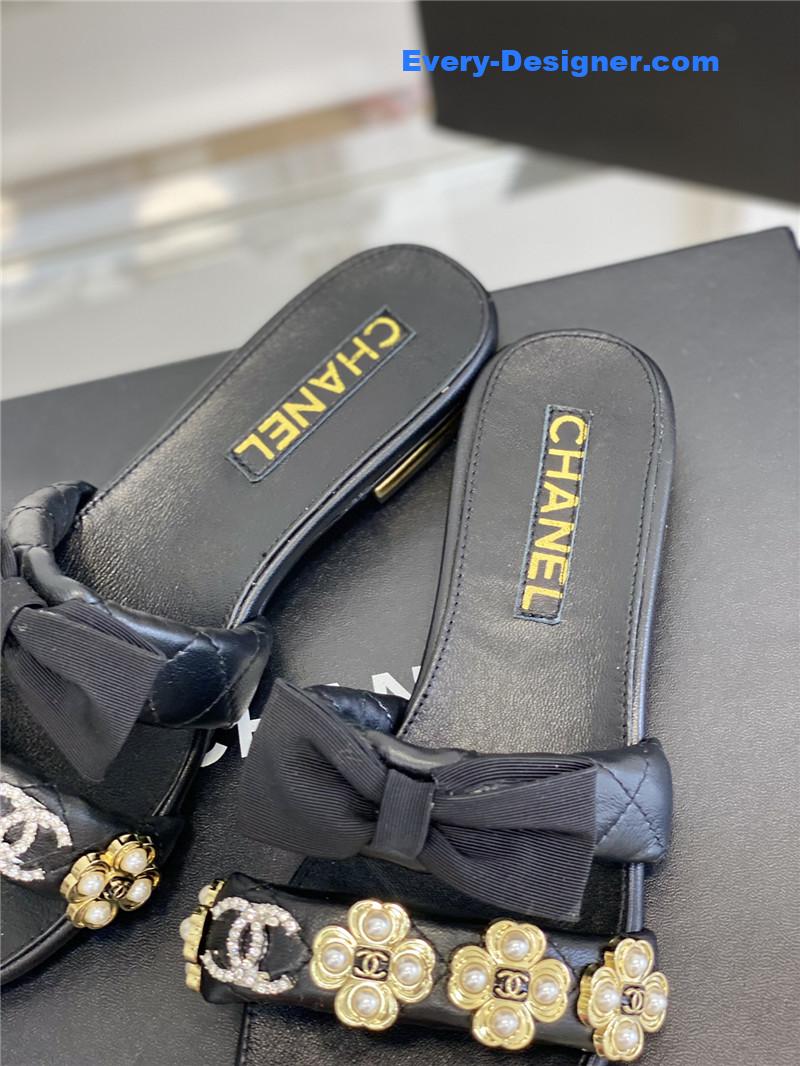 CC new bowknot flower buckle slippers