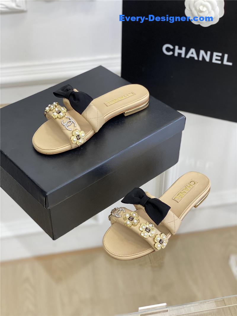 CC new bowknot flower buckle slippers