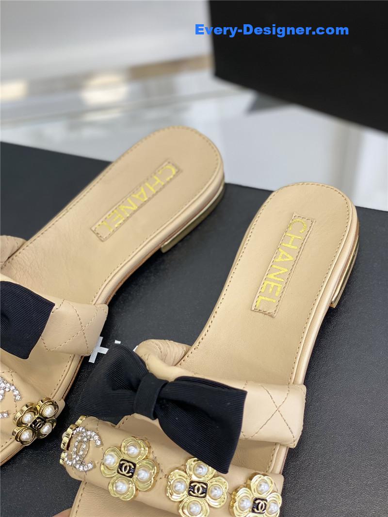 CC new bowknot flower buckle slippers
