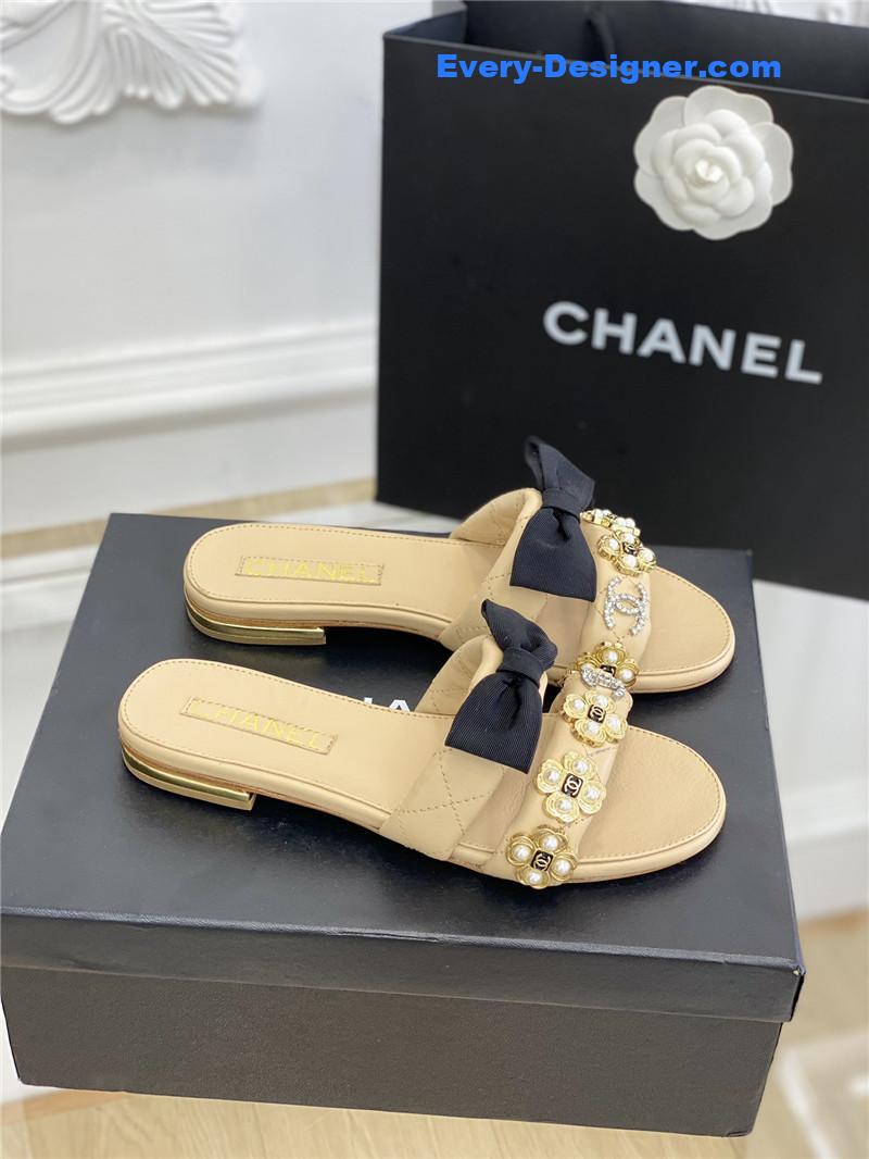 CC new bowknot flower buckle slippers