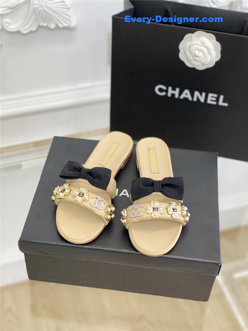 CC new bowknot flower buckle slippers
