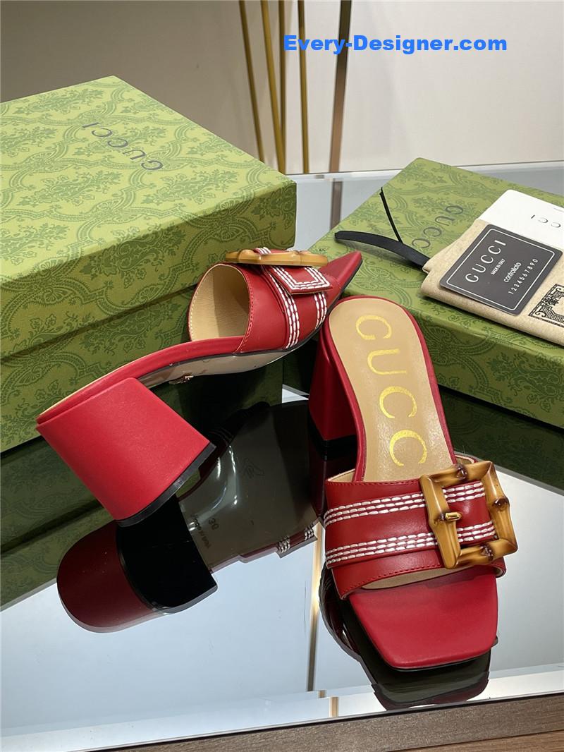 Gvc*1 chunky heel bamboo buckle sandals