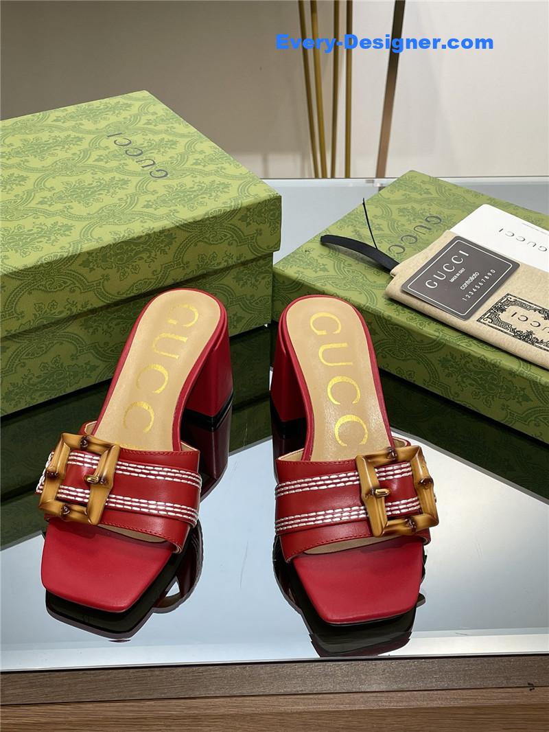 Gvc*1 chunky heel bamboo buckle sandals