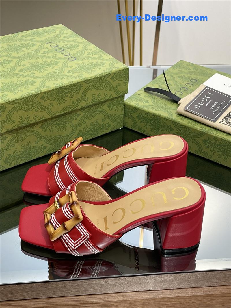 Gvc*1 chunky heel bamboo buckle sandals